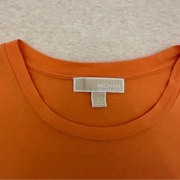 MICHAEL Michael Kors Women’s Orange Cotton Short Sleeves Maxi Dress Size L - Picture 3 of 13